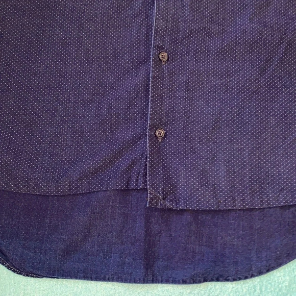 ZARA MAN Slim fit navy with white tiny polka dots long sleeve button up size L - Picture 9 of 9